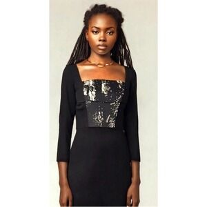 Just Cavalli Dress Womens Size X-Small 2-4 40 Logo Foil Jersey 3/4 Sleeve Black